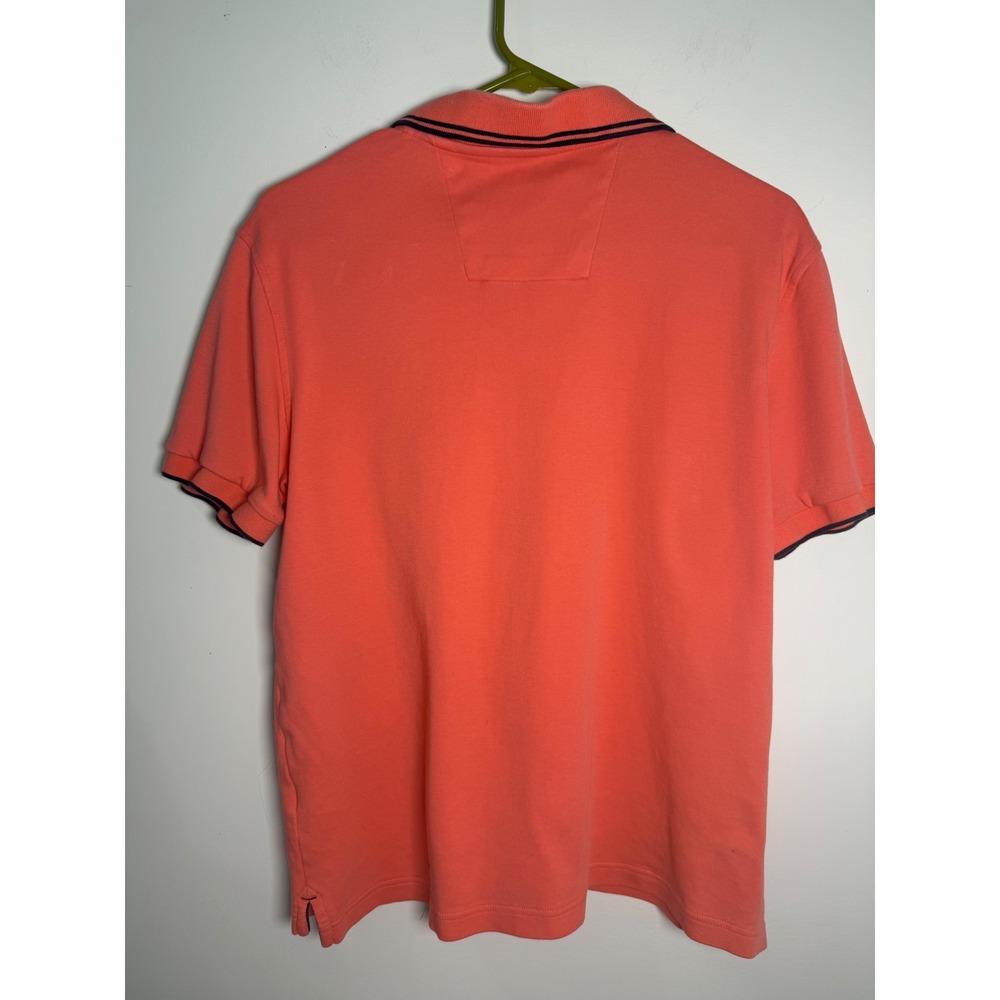 Nautica Mens Coral Pink Short Sleeve Cotton Polo Shirt Navy Tipping Size M - Picture 2 of 9